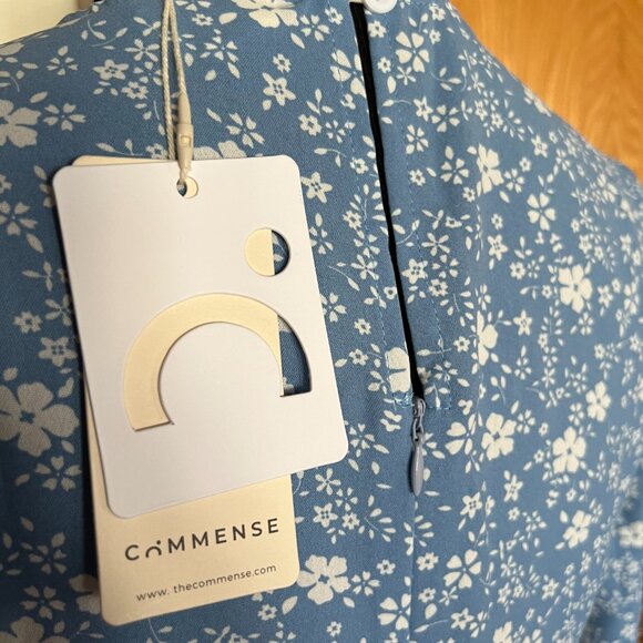 NWT Blue Floral Midi Dress Commense Size L - Picture 3 of 6